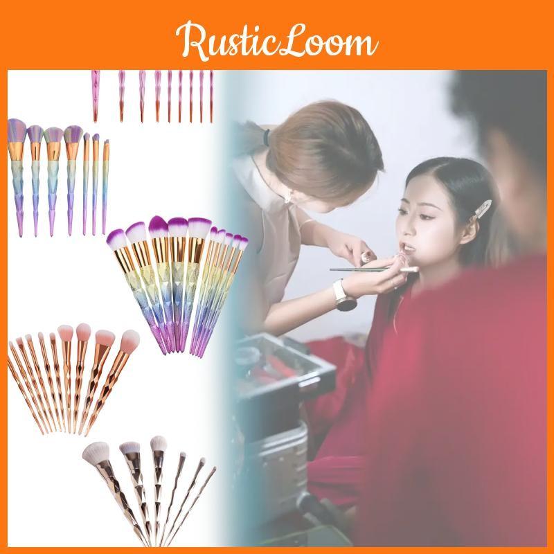 10 Girl Piece Makeup Brush Set Gradient Finish Durable Plastic Supplies Handles