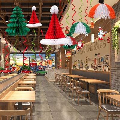 Christmas Decor: Santa Hat Honeycomb Ball Hanging Decorations for Windows, Ceilings & Events