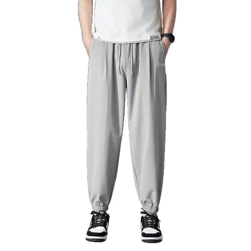 Shirt Less Clothing Summer Pants Men's High Street Tide Brand Design Sense Niche Nine-point Pants Tied Feet Casual Trousers
