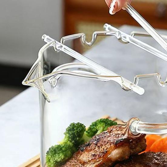 Reusable Bacon Cooker 2.1L Borosilicate Glass Roasting Pan Microwave Bacon Maker with Built-in Nozzle Heat-Resistant Kitchen Tool for Grease