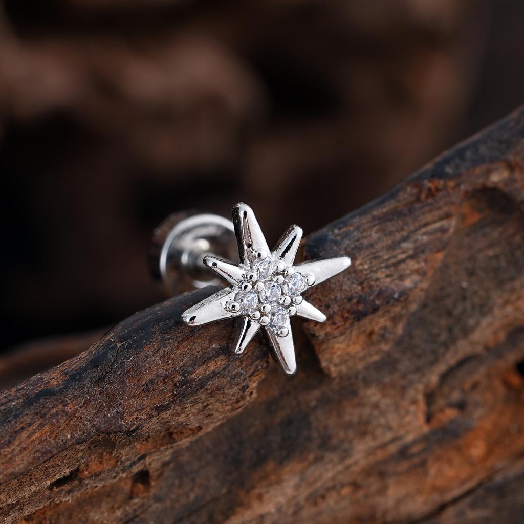 Women's 20G Tragus Earrings with Zircon 316L Stainless Steel Nose Stud Helix Cartilage Conch Labret Piercing Sensitive Ears