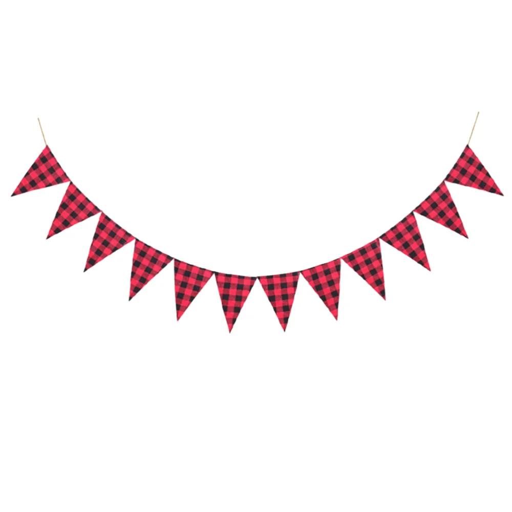 

Красный Белый Тканевый Клетчатый Флажок Треугольник Вымпел Гирлянда Свадьба День Рождения Карнавал Пикник Вечеринка На Открытом Воздухе Бантинг Украшение красный черный