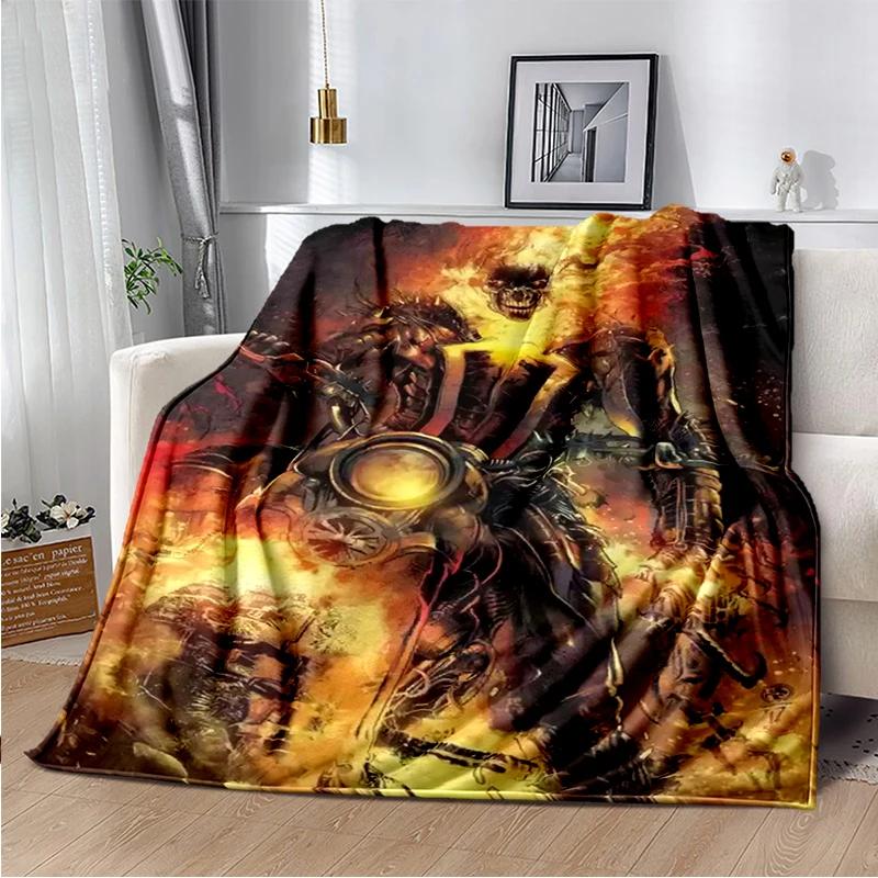 2026 New Marvel Horror Ghost Rider Cartoon Gift Soft Blanket,Soft Throw Blanket for Home Bedroom Bed Sofa Picnic Child Cover Kid