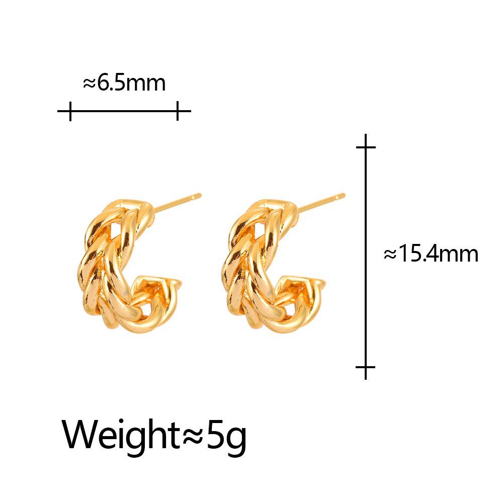 European & American Geometric Twisted Hemp Rope C-Shaped Earrings - High-End Fashion Jewelry for Women