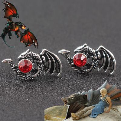 TV-Serie Peripherieartikel von Thrones Ohrring Vintage Roter Edelstein Magische Drachenohrringe für Damen Herren Schmuck Zubehör Geschenke