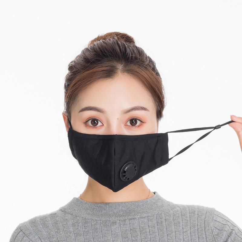 Unisex Black Cartoon Cotton Winter Mask with PM2.5 Anti-Smog and Dust Filter