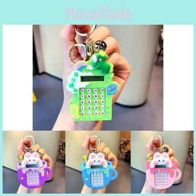 Adorable Bunny Calculator Keychain Soft Rubber Cute Keyring For School Bags And Gifts