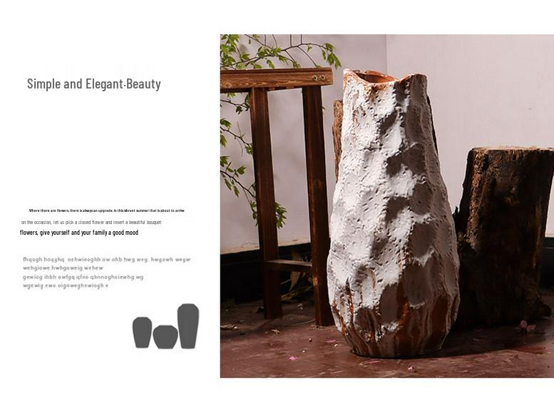 Minimalist Japanese Andromeda Vase: Ceramic Floor Container for Living Room Flowers, Hydroponic Arrangements, and Entrance Decorations.