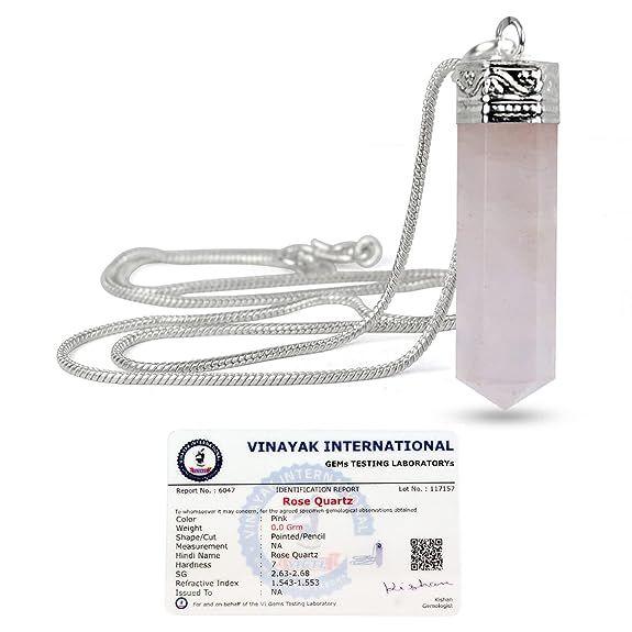 Colgante de lápiz de piedra de cristal de calidad AAA con certificado natural de cristal Reiki con certificado y cadena de metal para curación y piedras preciosas curativas de cristal