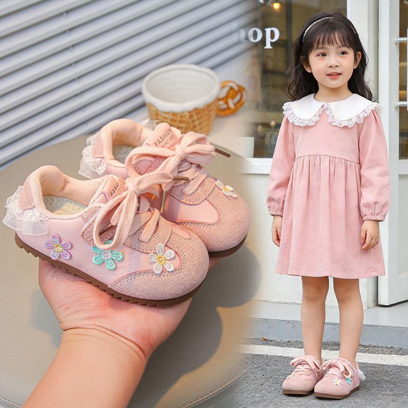 2026 Spring/Autumn Girls' Fashionable Sports Shoes - Soft Sole, Casual Toddler Sneakers, Baby Girls' German Training Shoes