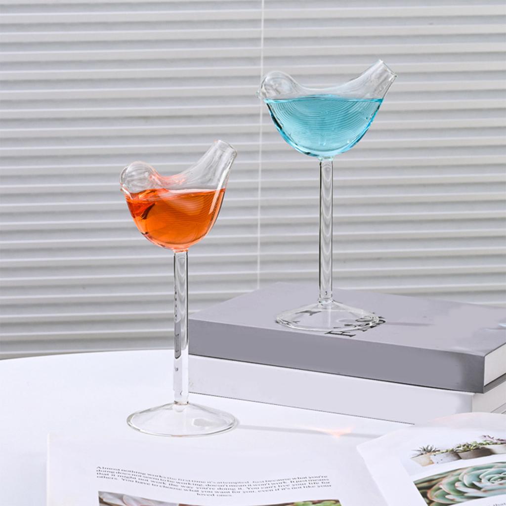 4Pcs Bird Shaped Wine Glass Multi-Purpose Unique Clear Crystal Glasses Lovely Birds Drinking Bottle for Party Wedding Home Decor
