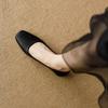 Leather grandma shoes women's flat 2025 new French evening wind shallow mouth square head single shoes soft leather soft sole Doudou shoes