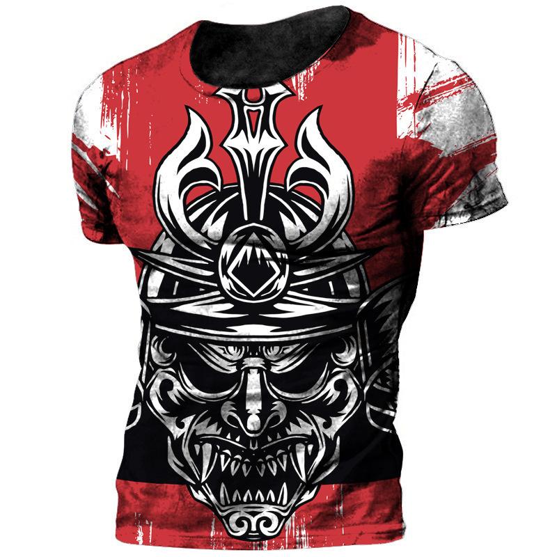 Ethnic Style Design 3D Digital Printing Men's Fashionable Round Neck Short Sleeved T-shirt