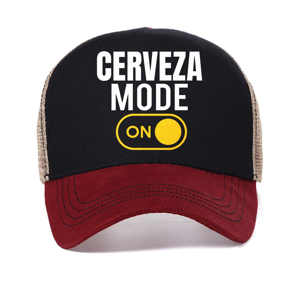 CERVEZA MODE ON T-Shirt Herren Spanischer Humor Bierliebhaber Kappe verstellbare Baseballkappen Outdoor Sommer Netz atmungsaktiv Sonnenhüte