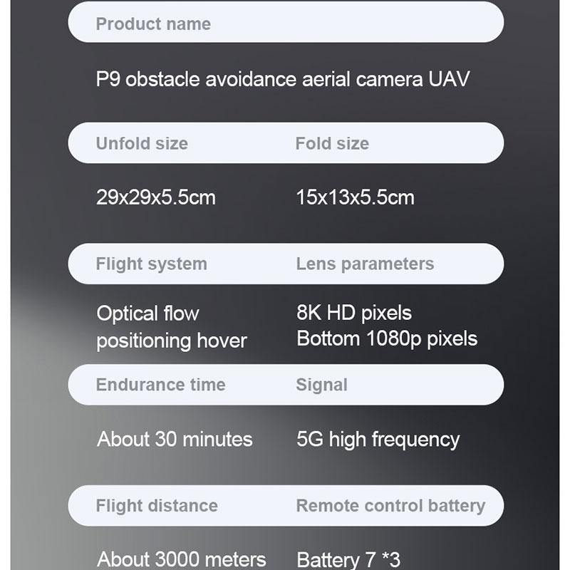 Neue P9 UAV HD Dual Kamera Professionelle Vierseitige Hindernisvermeidung Luftaufnahmen Optischer Fluss Elektronisch gesteuerter Quadcopter
