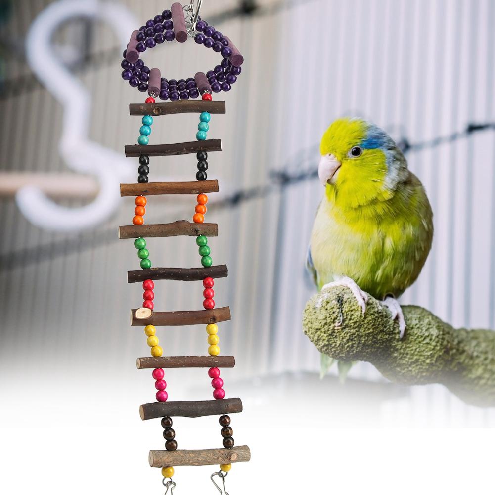 Wooden Hamster Parrot Pet Bird Colorful Climbing Ladder Suspension Bridge Birds Toy