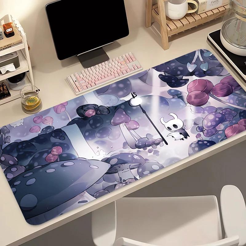 Hollow Knight Anime Gaming Mousepad Black And White Rubber Computer Mouse Mat for Gamers Desk Keyboard Accessory Gift