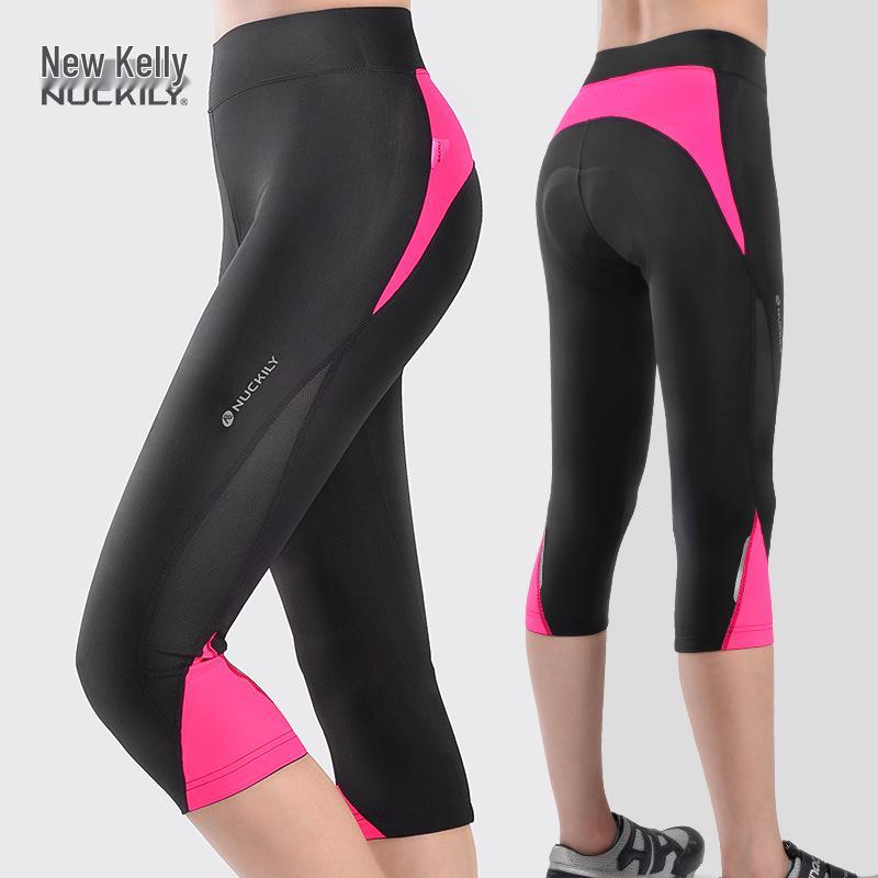 

NUCKILY Women s Breathable 7-Point Cycling Pants for Spring/Summer XL рожевий червоний колір