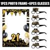 18 To 80 Years Old Birthday Black Gold Paper Glasses Photo Frame Decor Props