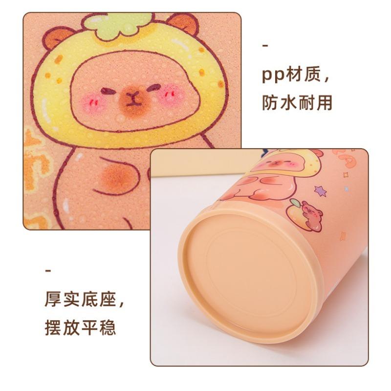 Creative Cartoon Round Foldable Diy Pen Holder Desktop Storage Box Kids Stationery Gift