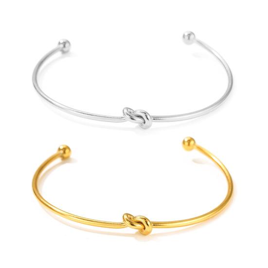 Knot Open Cuff Bracelet Forever Love Knot Infinity Bangle Adjustable Bracelet Friendship Gift for Women Best Friend Girlfriend