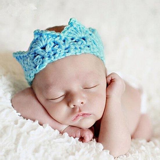 Cute Newborn Baby Girl Boy Crochet Crown Tiara Headband Knitted Headwear