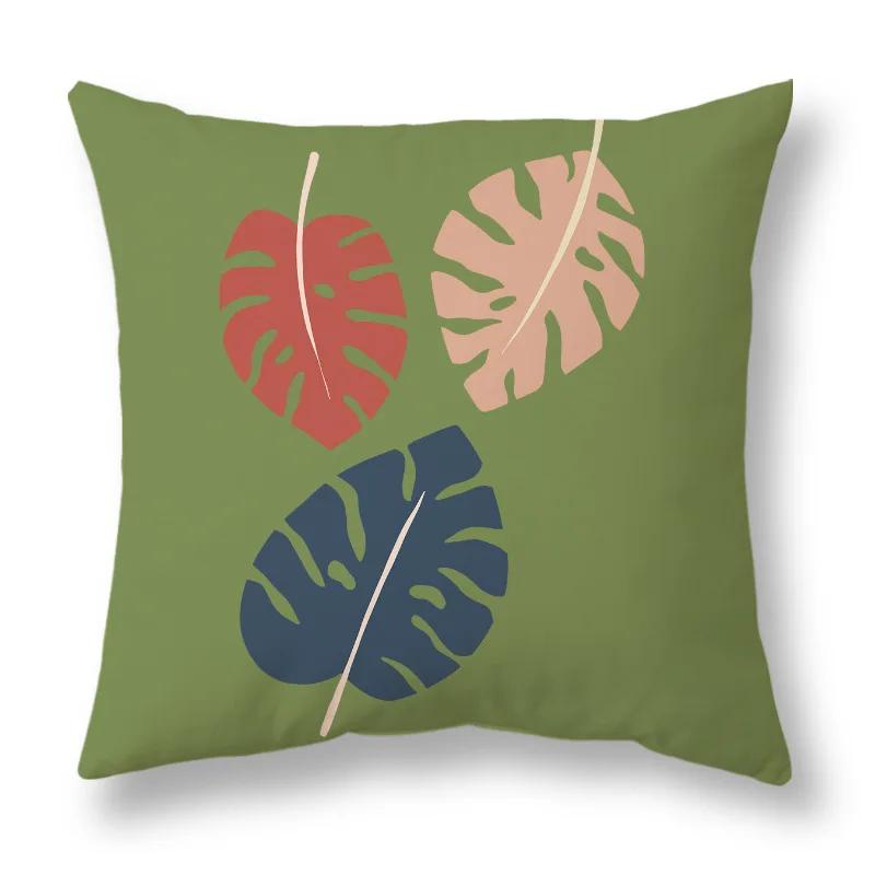 45x45cm Nordic Green Leaf abstract geometric embrace pillowcase Comfortable sofa Office Seat cushion cover Home decor Pillowcase