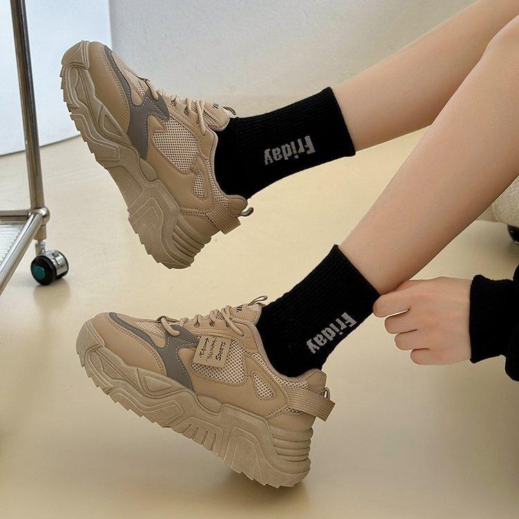 Magic Daddy Shoes Women's Autumn and Winter New College Style Platform Sneakers Mesh Versatile Casual Shoes