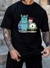 Casual Black T-shirt with Monsters