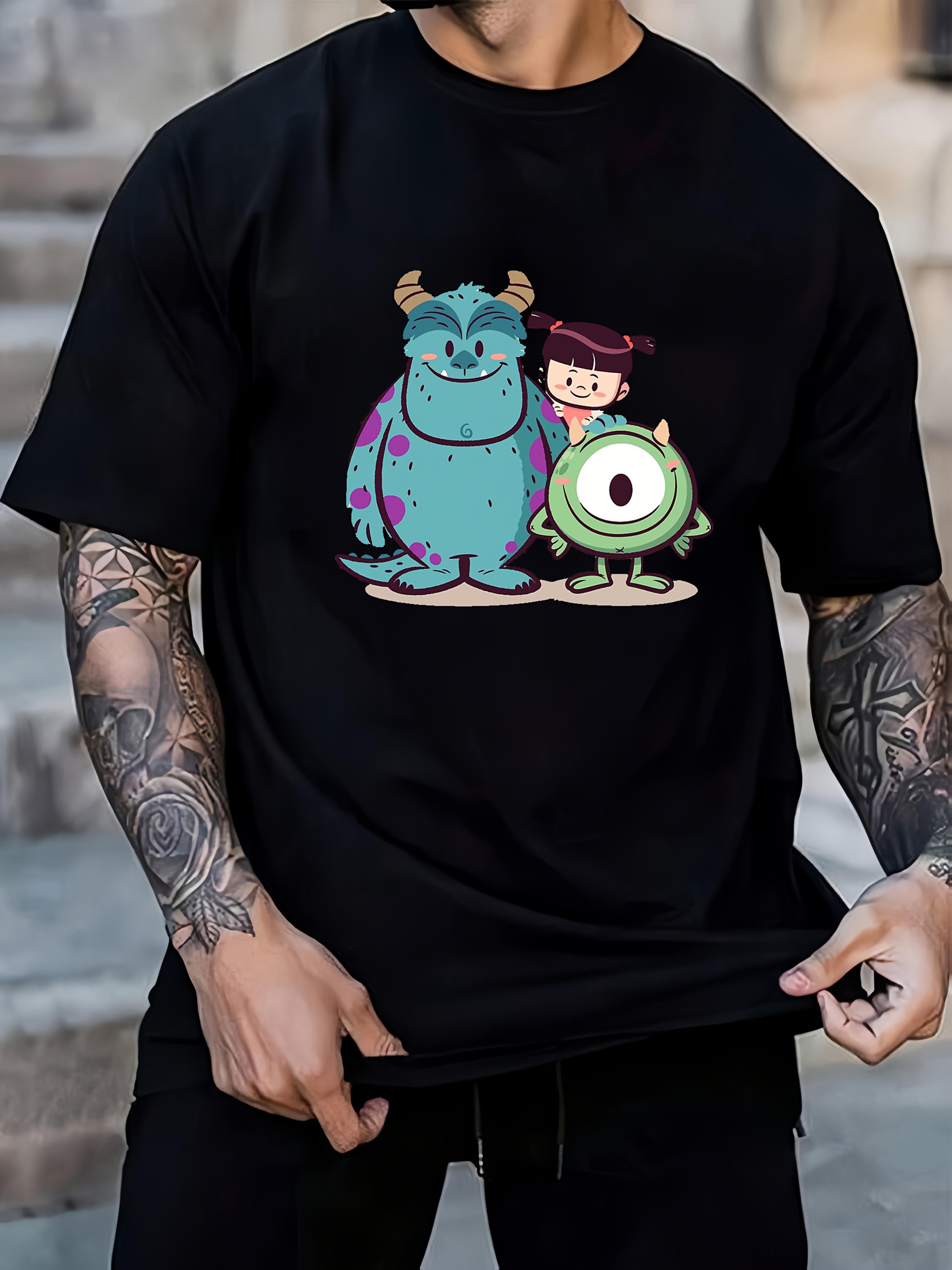 Casual Black T-shirt with Monsters M