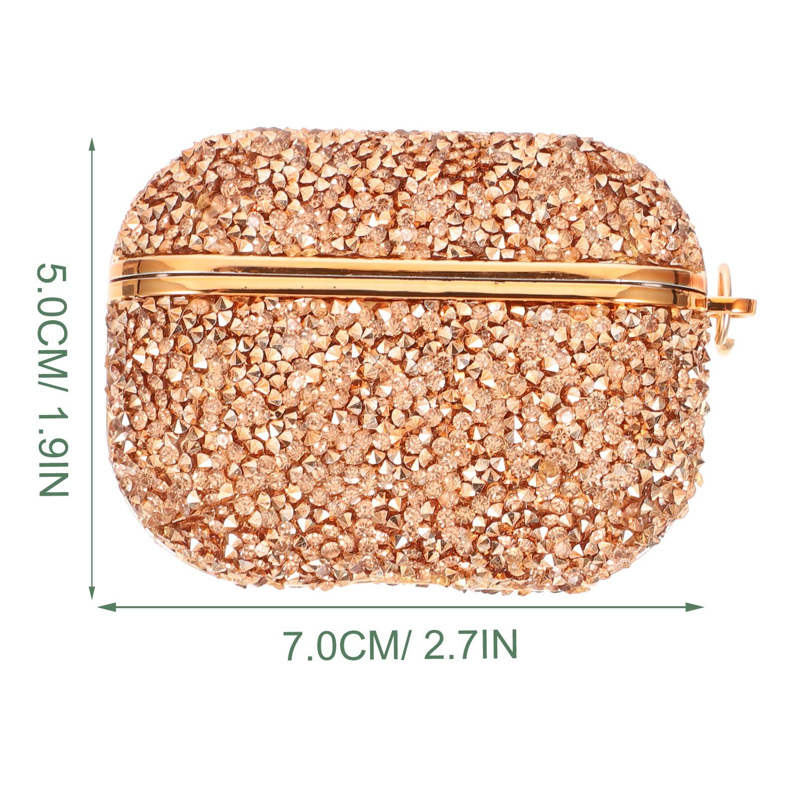 

Glitter Earbuds Protective Case for Wireless Earphones Premium Pc Material Scratch Drop Dust Resistant Portable Keychain Design золотистый