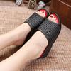 Middle-aged Mother Sandals Female Summer Outer Thick Soled Anti-slip Bathing Home Beach Shoes Slope Heel Soft Bottom Ladies Slippers