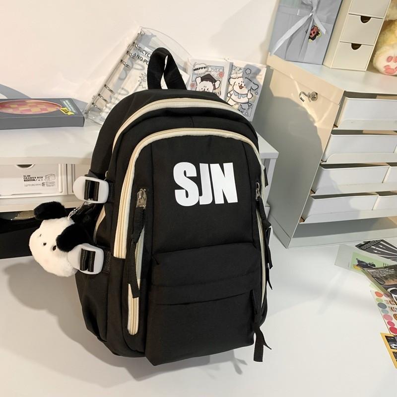 Trendy Ins Style Letter Backpack With High Capacity And Stylish Unisex Design For School And Travel чёрный