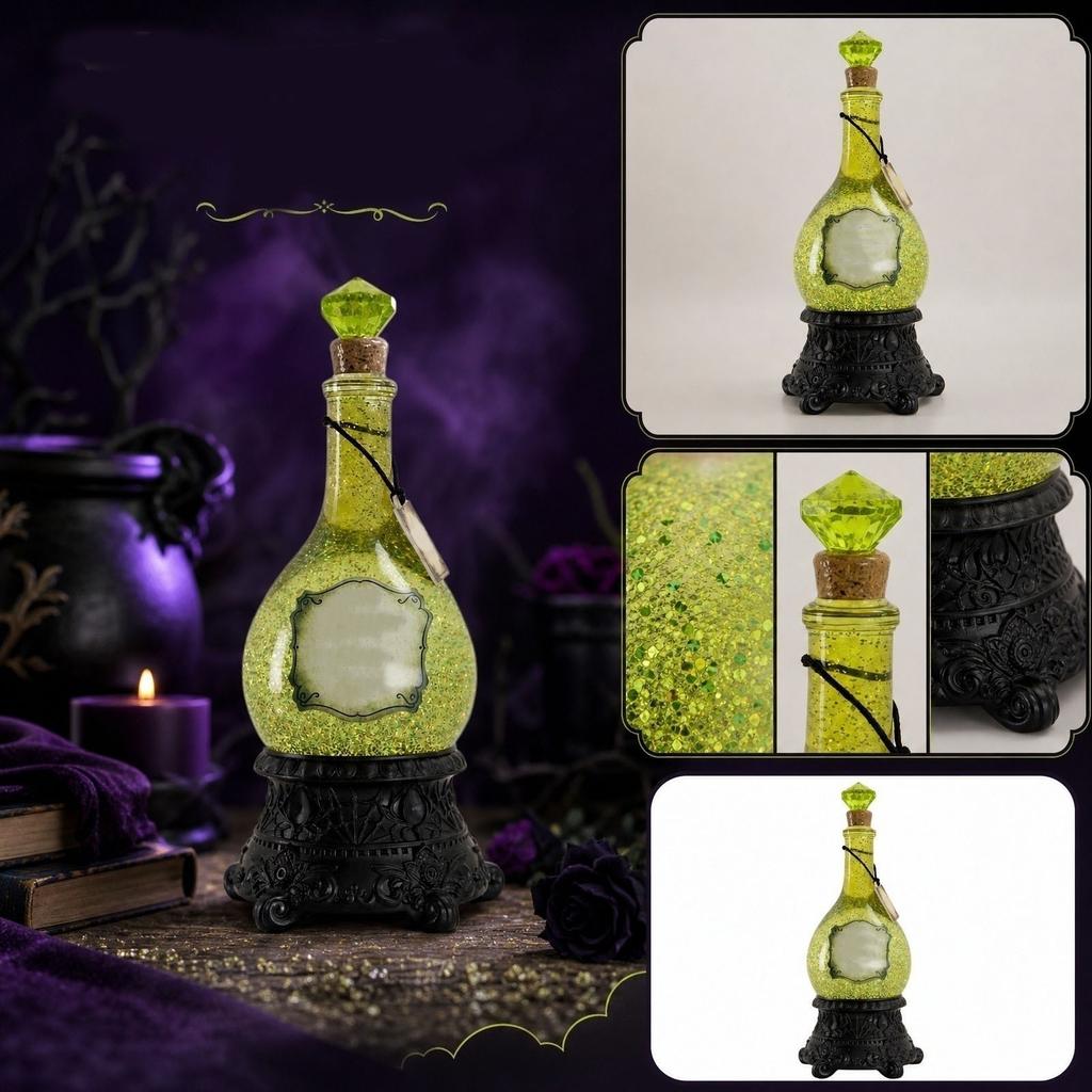 Halloween Bottle Glitter Ball Ornament - Decorative Bottle for Halloween Party, House, and Shelf Decor