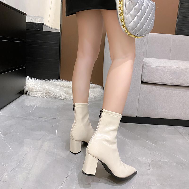 Chelsea Ankle Boots Basic High Heels Boots 2025 Women Fashion Pointed Toe Shoes Women Band Non-slip Comfortable Boots