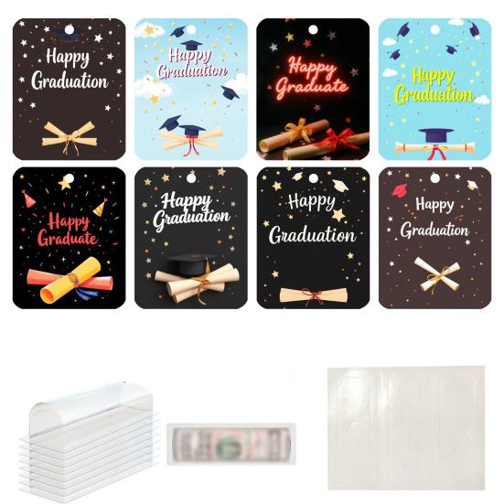 8 Pcs Father's Day Money Holder Ornaments Cash Money Holder Card with Plastic Cover And Adhesive DIY Father's Day Appreciation Gift