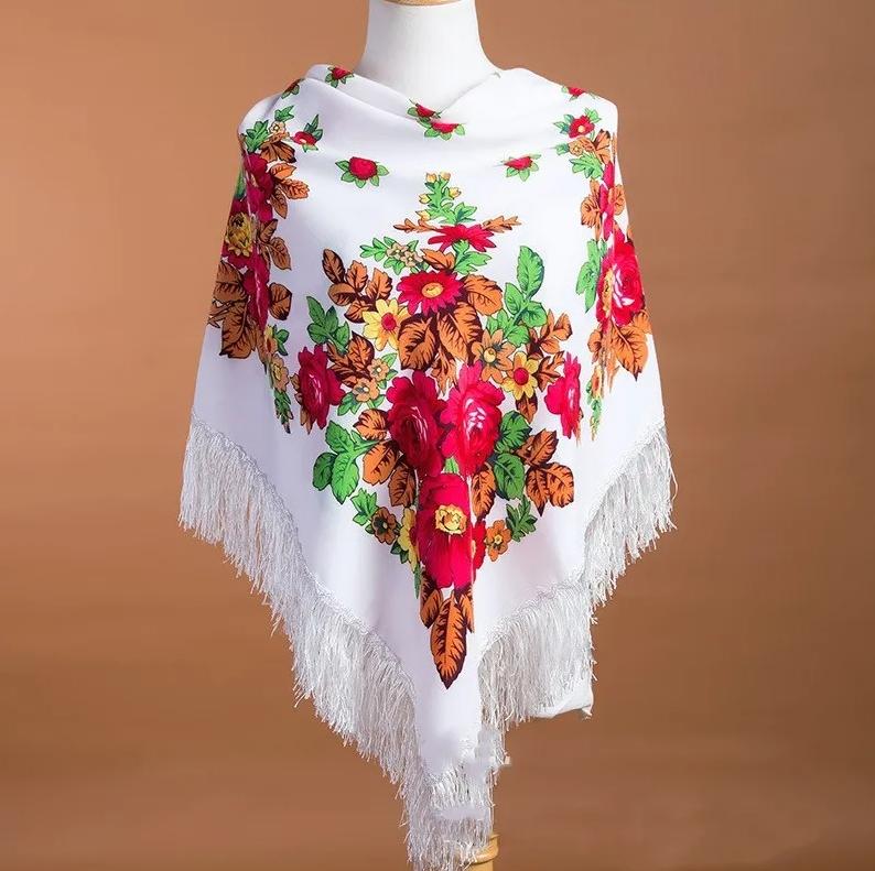 115*115 см Женский Русский Национальный Платок Квадратный Платок Цветочный Принт Этнический Шарф Женская Повязка на Голову Бандана Платки Бабушка