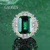 Luxury Emerald S925 Sterling Silver Ring for Women - Green Gemstone Inlaid