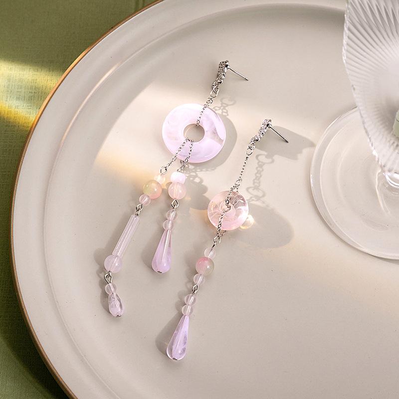 BLINGBAY Women's New Chinese Style Imitation Pearl Earrings Chinese Style Butterfly Drop-shaped Tassel Earrings Simple Hanfu Accessories Retro Jewelry