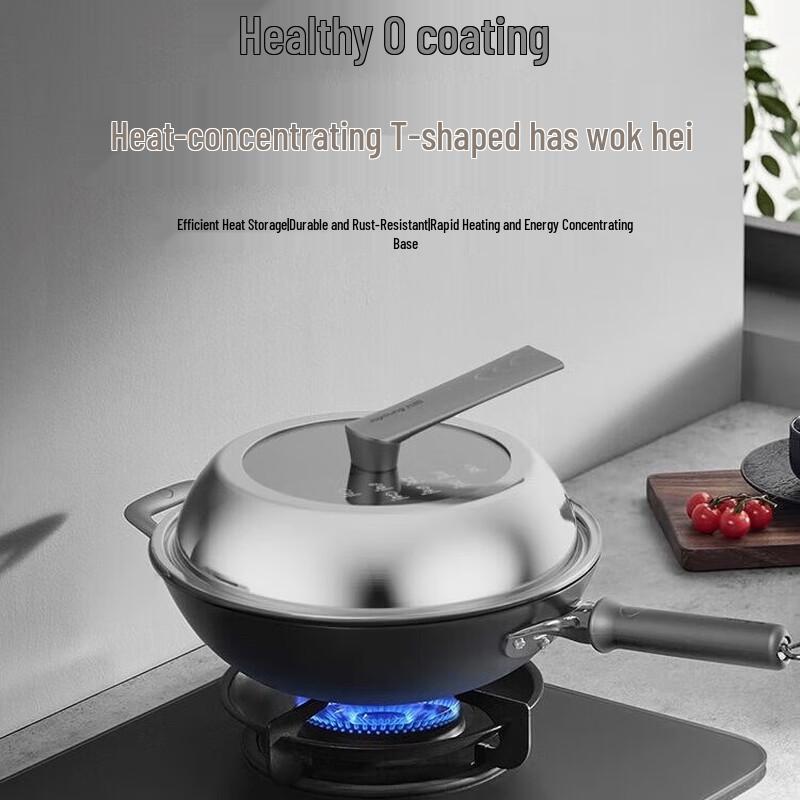 Joyoung 32cm Non-Coated Cast Iron Wok