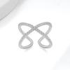 Minimalist Micro Paved Zircon Cross Geometric Open Ring Luxury Personalized High End Fashion Jewelry For Women