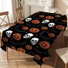 Halloween Skull Bat Pumpkin Rectangle Table Cloth for Table Decor Home Dinner Reusable Tablecloth for Wedding Halloween Party