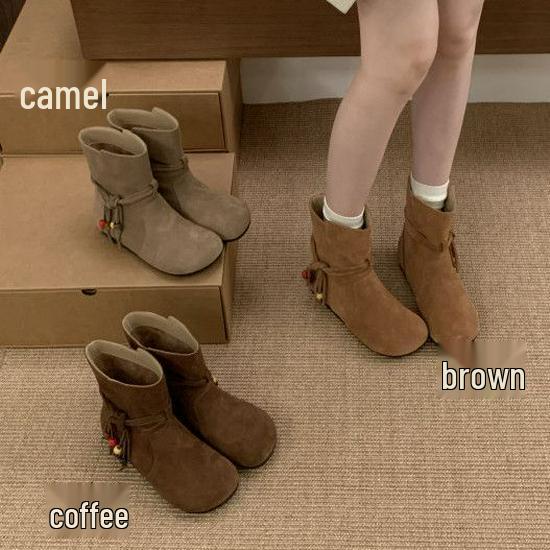 

2025 Женские Универсальные Ретро Ковбойские Ботинки Мартин на Плоском Каблуке на Шнуровке 40 верблюд