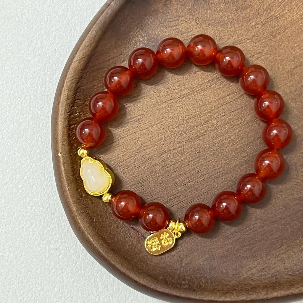 Natural Stone Beaded Bracelets for Women 10mm Round Beads Agate Bangle Semi-Precious Gemstones Bracelet DIY Valentines Day Gifts