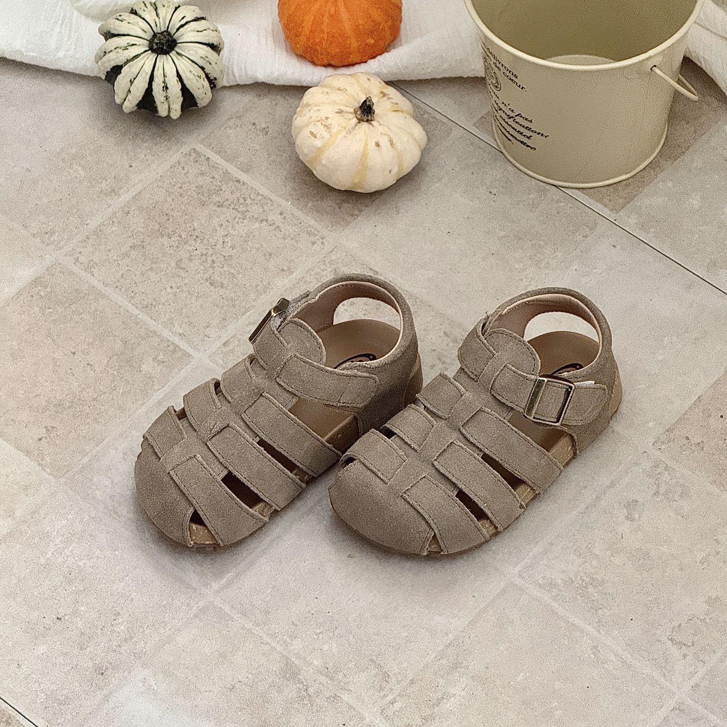 

XSHX Cowhide Boken | Boys and Girls Summer Comfortable Cork Sandals Velcro Popular Versatile Casual 25 бледно-зеленый