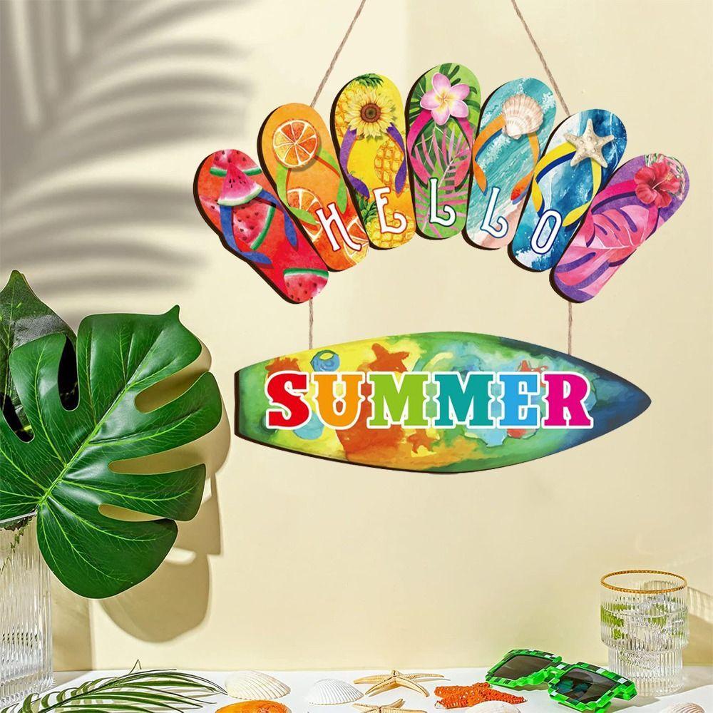 Beach Summer Slippers Hanging Signs Funny Wooden Slippers Decoration  Tropical Cafe Bar
