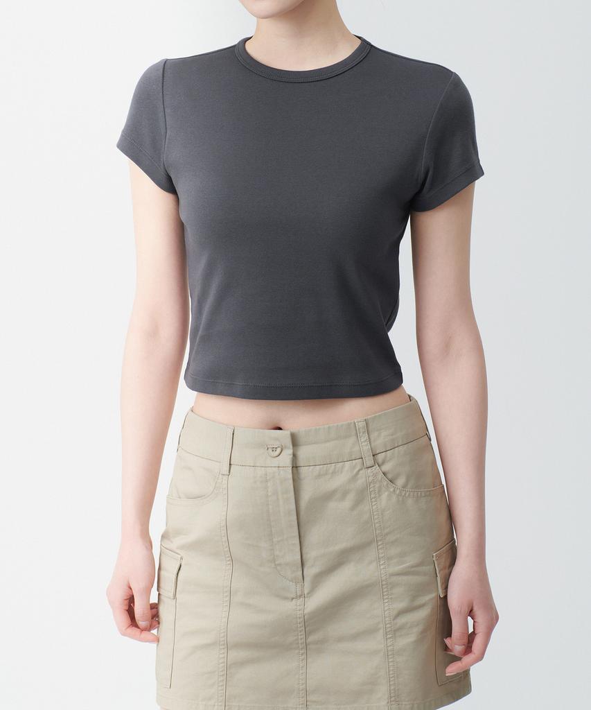 MUSINSA STANDARD WOMAN Women'S Slim Crop Crew Neck T-Shirt [Dark Grey]