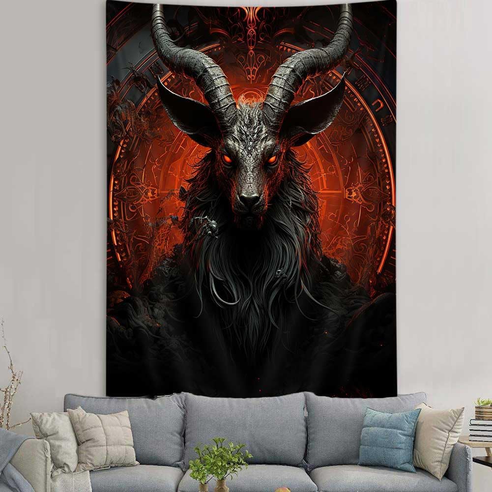 Tapestry Idyllic Demon Goat Head Occultism 75x100 чёрный