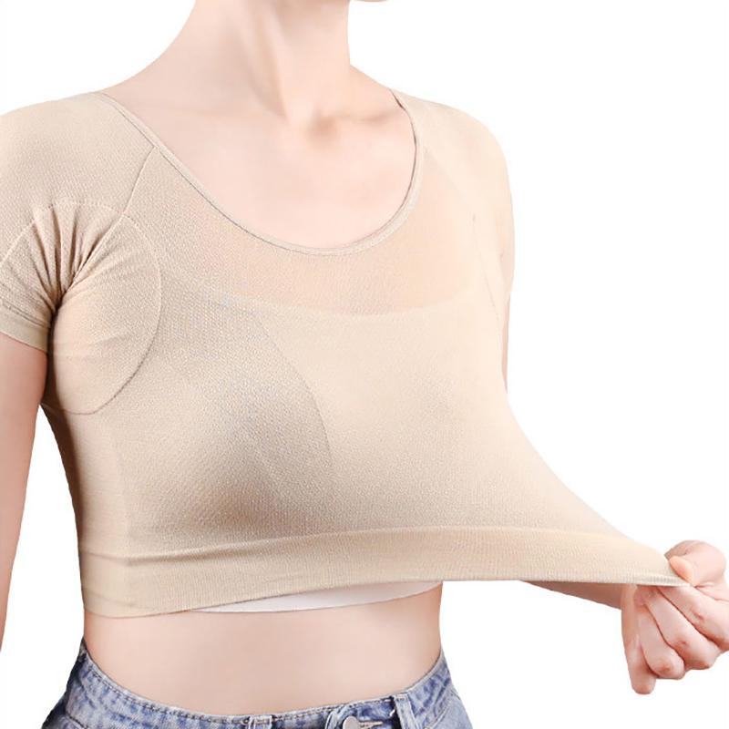 Chaleco Absorbe Sudoración Axilas Malla Secado Rápido Forma Camiseta Transpirable Absorción de Sudoración Manchas Anti-Sudor Seda de Leche