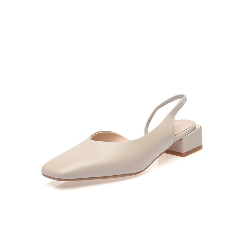 

Meotina Натуральна шкіра жінки рогатки взуття товсті підбори насоси квадратний носок середній каблук модні дами взуття весна абрикос 39 39 мигдалевий